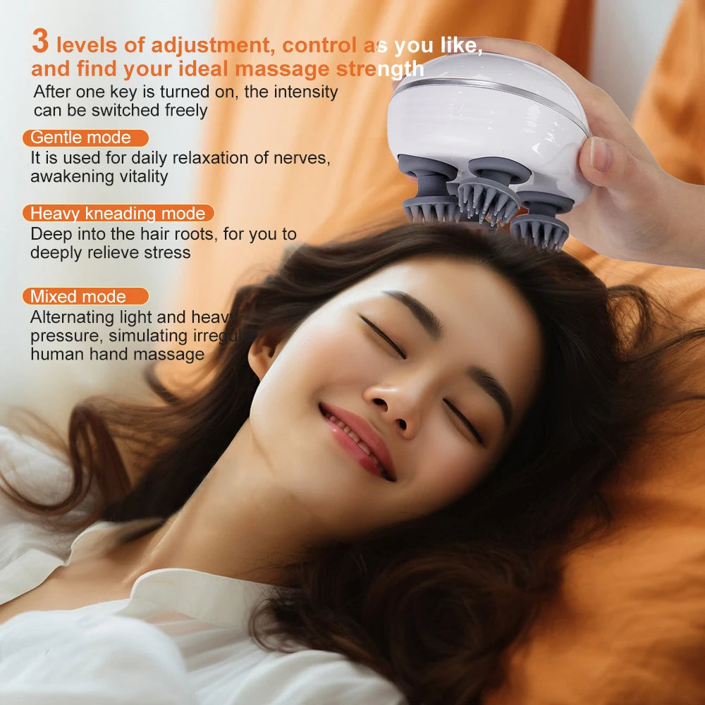 ZenHead™ 4D Electric Scalp & Body Massager – Deep Kneading Rechargeable Relaxation Tool