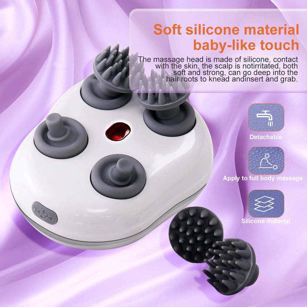 ZenHead™ 4D Electric Scalp & Body Massager – Deep Kneading Rechargeable Relaxation Tool