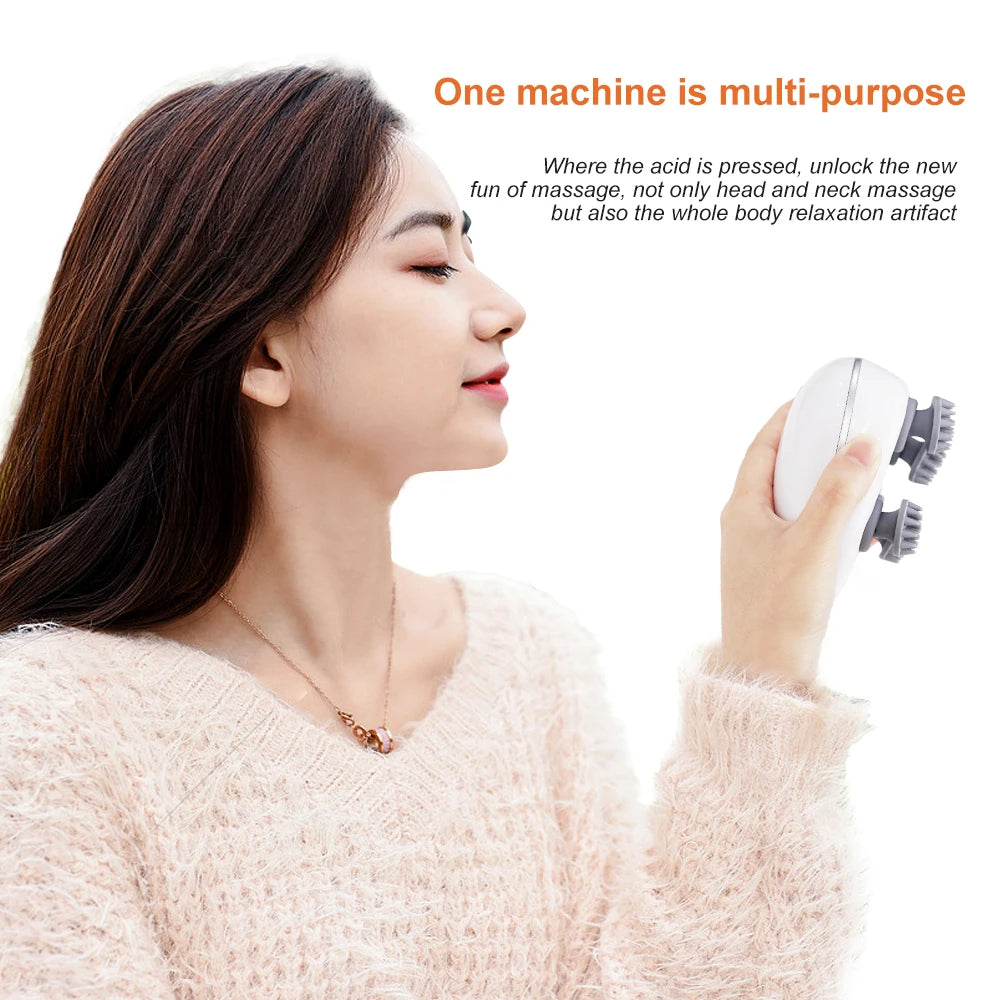 ZenHead™ 4D Electric Scalp & Body Massager – Deep Kneading Rechargeable Relaxation Tool