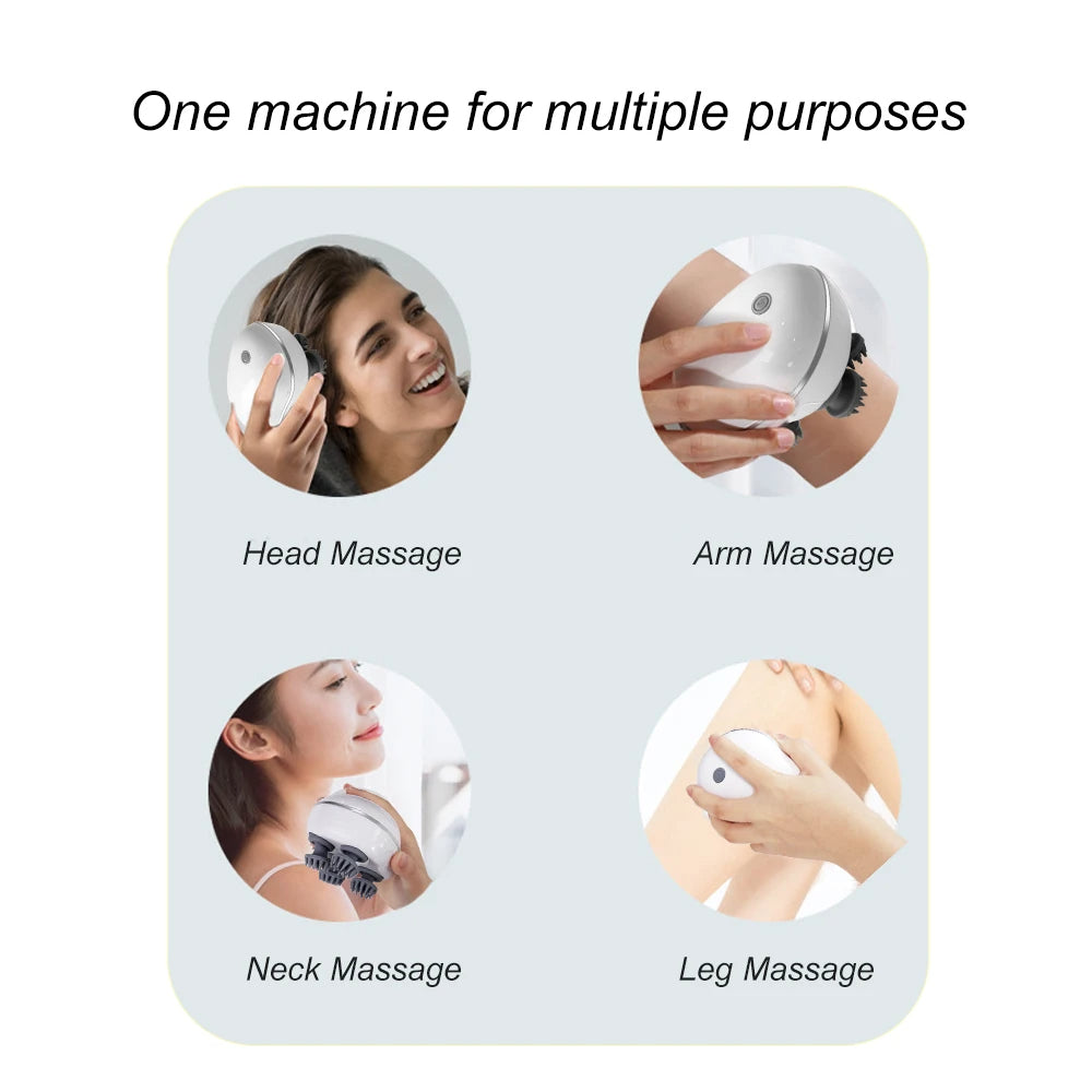 ZenHead™ 4D Electric Scalp & Body Massager – Deep Kneading Rechargeable Relaxation Tool