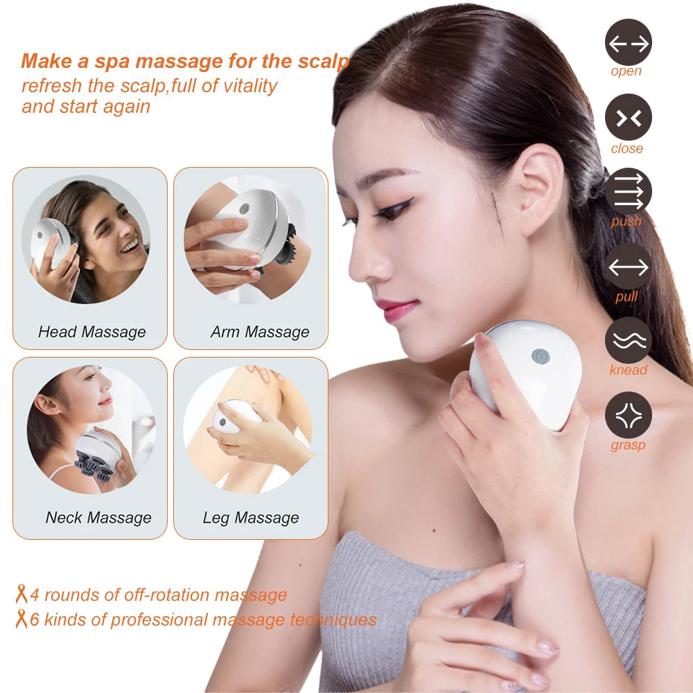 ZenHead™ 4D Electric Scalp & Body Massager – Deep Kneading Rechargeable Relaxation Tool
